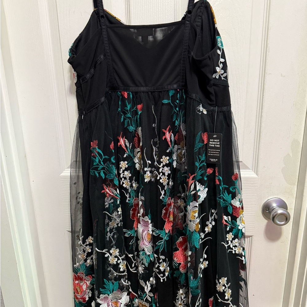 Torrid Black Dress with Colorful Floral Embroidery - Picture 3 of 8